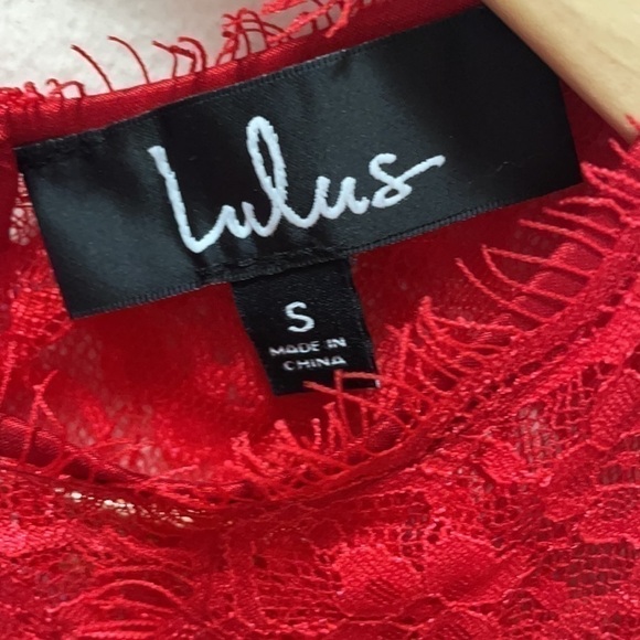 Lulu’s Until We Meet Again Red Lace Embroidered Mini Dress Size Small NWT - Picture 9 of 10